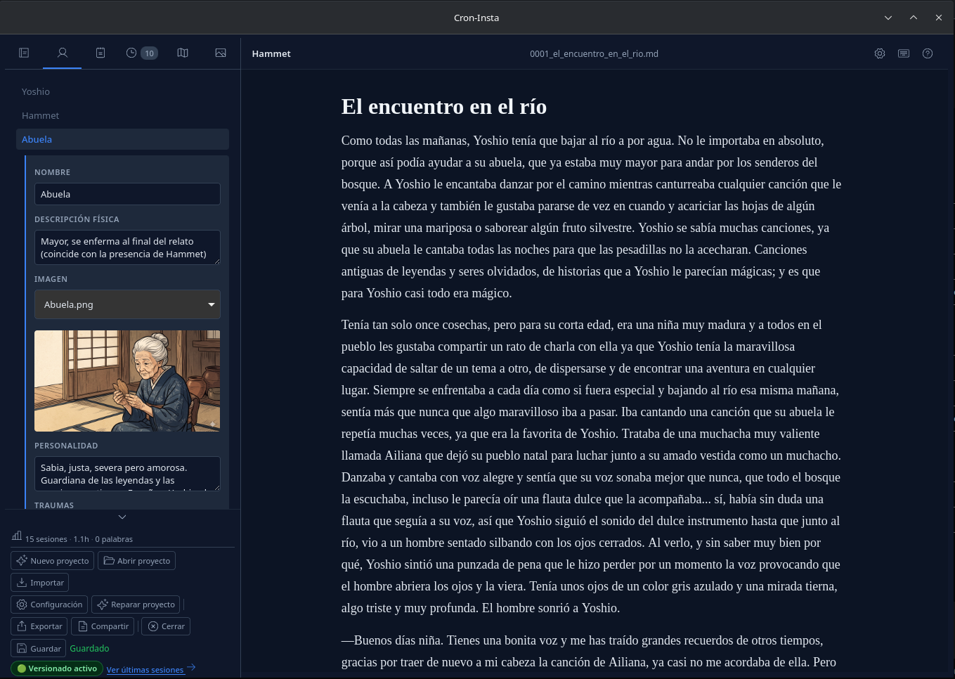 Interfaz principal de Cron-Insta